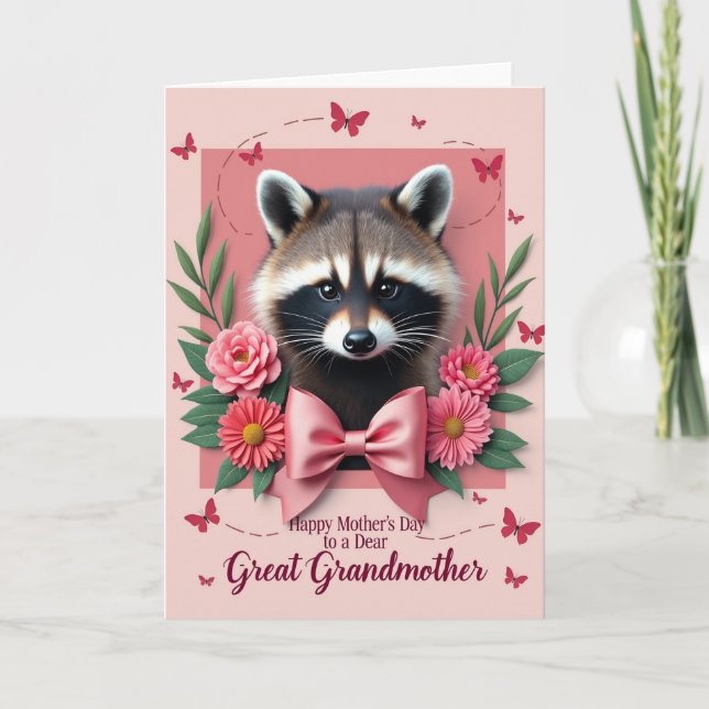 Lovely Animal Mothers Day Bow Card (Front)