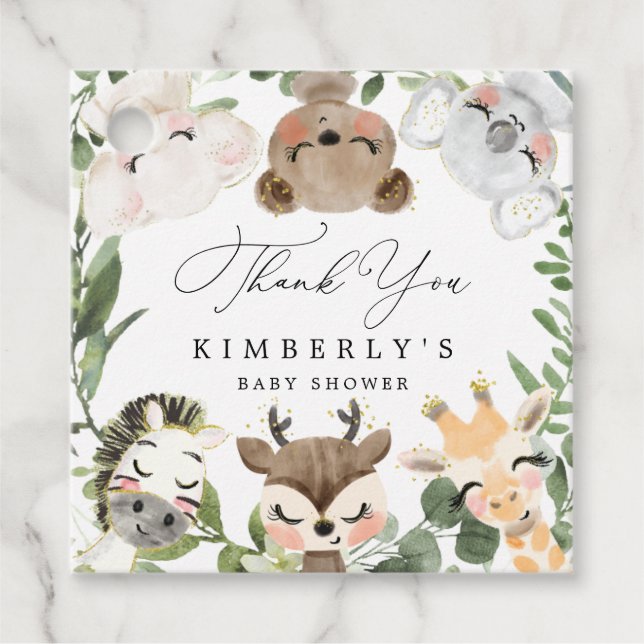 Lovely Animals Baby Shower Favor Tag (Front)