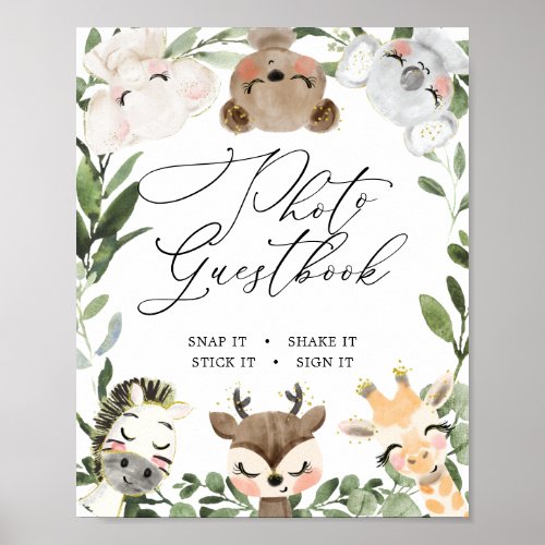 Lovely Animals Baby Shower Photo Guestbook Sign