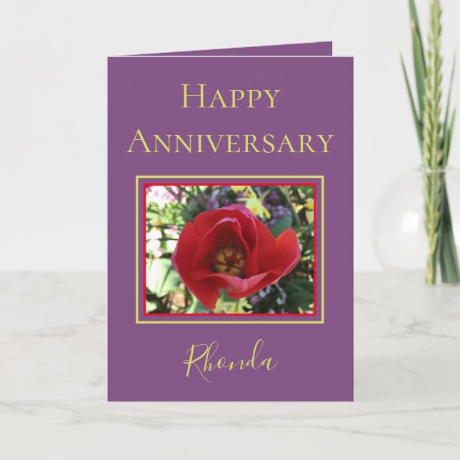 Lovely Anniversary Wife Red Rose Card (Front)