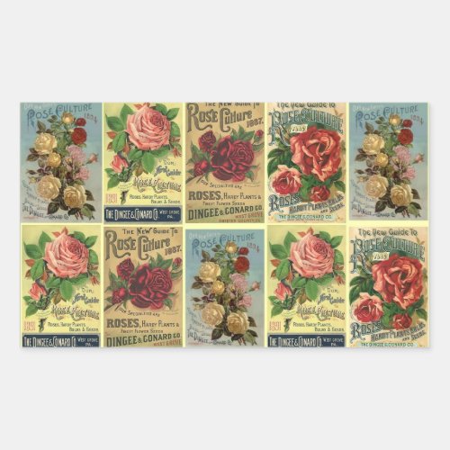 Lovely Antique Heirloom Rose Catalogs Flowers Rectangular Sticker