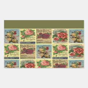 Lovely Antique Heirloom Rose Catalogs Flowers Rectangular Sticker