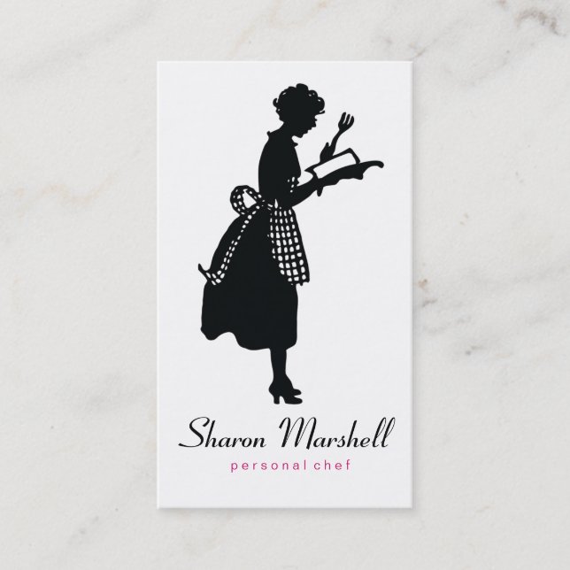 Lovely Apron Lady Female Chef Cook Catering Business Card (Front)