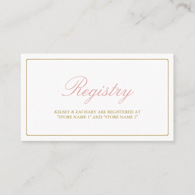 Lovely Arrows Registry Cards / Blush & Gold (Front)