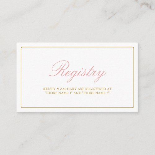 Lovely Arrows Registry Cards / Blush &amp; Gold Double-Sided Standard Business Cards (Pack Of 100)