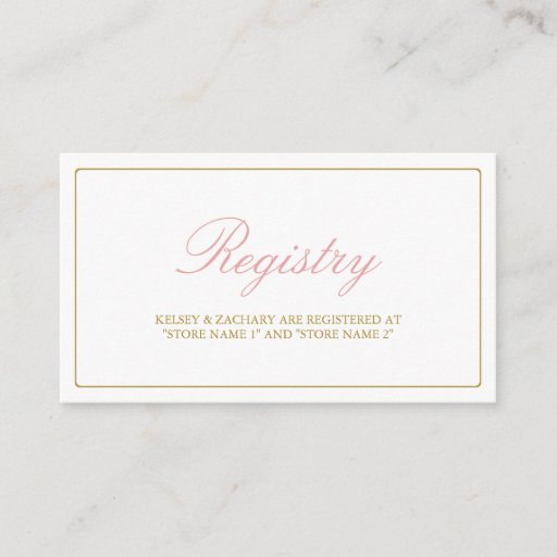 Customizable Lovely Arrows Registry Cards / Blush &amp; Gold Double-Sided Standard Business Cards (Pack Of 100)