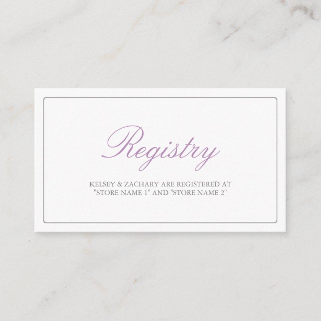 Lovely Arrows Registry Cards / Lilac and Gray (Front)