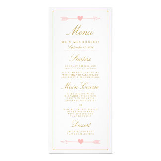 Lovely Arrows Wedding Dinner Menu / Blush & Gold Card