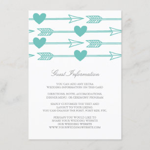 Lovely Arrows Wedding Insert Card / Teal & Gray