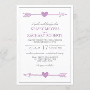 Lovely Arrows Wedding Invitation / Lilac and Gray