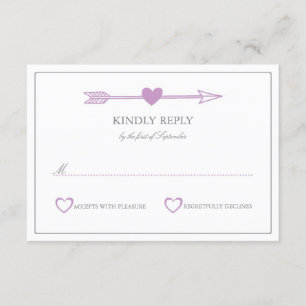 Lovely Arrows Wedding RSVP Card / Lilac and Gray