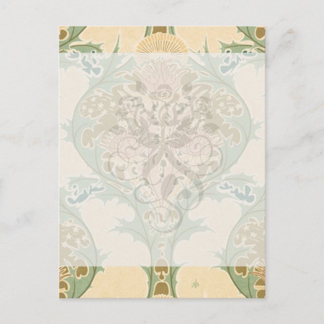 lovely art nouveau floral botanical  pattern postcard (Front)