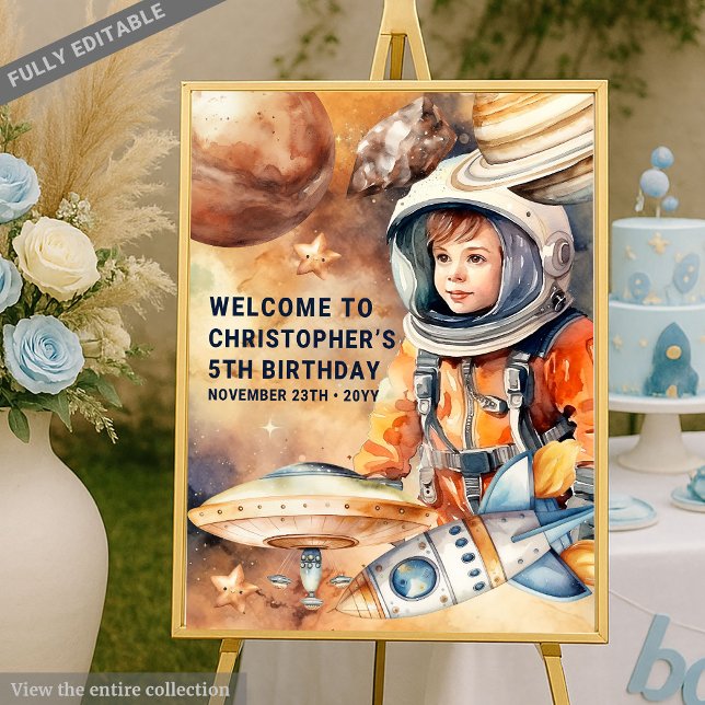 Lovely Astronaut Space Party Birthday Welcome Sign (Lovely Astronaut Space Party Birthday Welcome Sign)