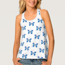 Lovely attractive spaghetti straps blue butterfly tank top