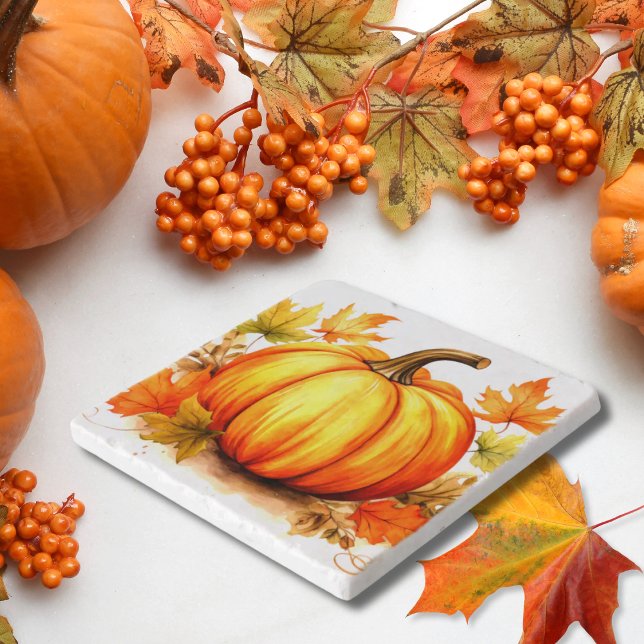 Lovely Autumn Fall Pumpkin and Leaves Trivet (Creator Uploaded)