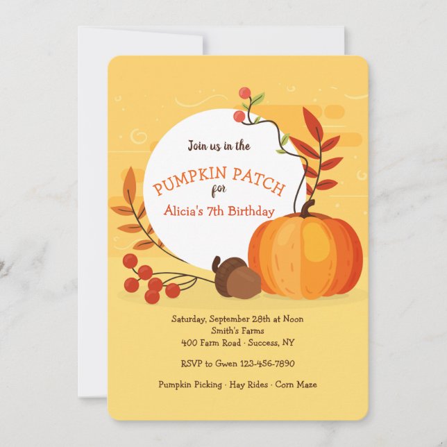 Lovely Autumn Pumpkin Invitation (Front)