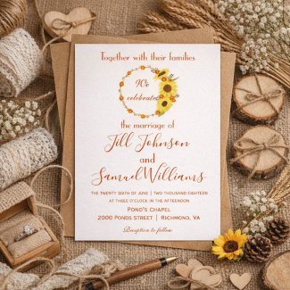 Lovely autumn sunflower floral wedding invitation