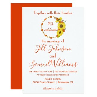 Lovely autumn sunflower floral wedding invitation