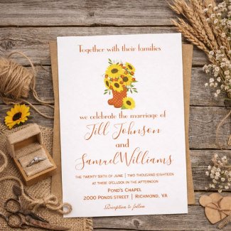 Lovely Autumn Theme Sunflower Boot Vase Wedding In