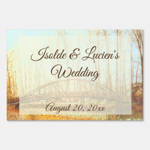 Lovely Autumnal Bridge Wedding Sign