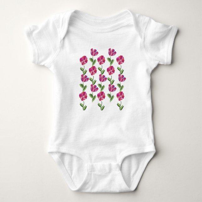 Lovely Azalea Flowers Baby Bodysuit (Front)