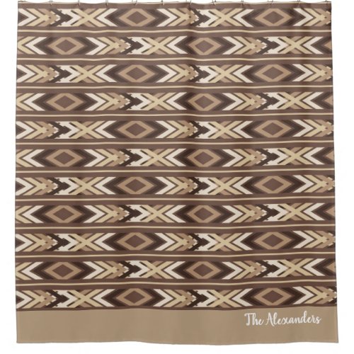 Lovely Aztec Brown Tribal  Shower Curtain