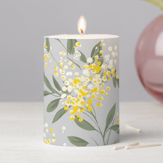 Lovely Baby Breath Wildflowers, Botanical Pillar Candle (In Situ)