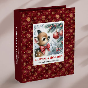 Lovely Baby Deer Snowy Forest Christmas Memory 3 Ring Binder