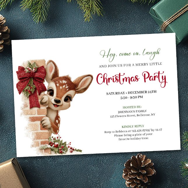 Lovely Baby Deer Watercolor Funny Cartoon Holiday  Invitation (Lovely Baby Deer Watercolor Funny Cartoon Holiday Invitation

)