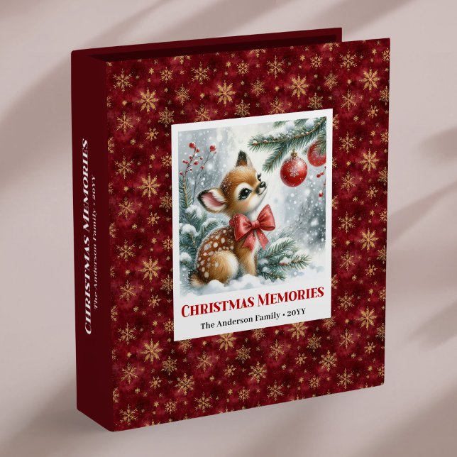 Lovely Baby Deer Winter Scene Family Name Memory  3 Ring Binder (Lovely Baby Deer Winter Scene Family Name Memory Album

)