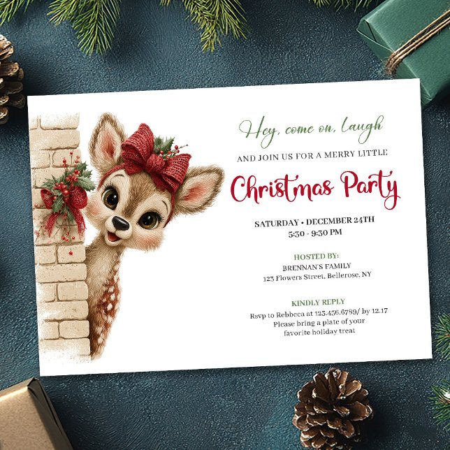 Lovely baby fawn editable Christmas party invite (Lovely baby fawn editable Christmas party invite)