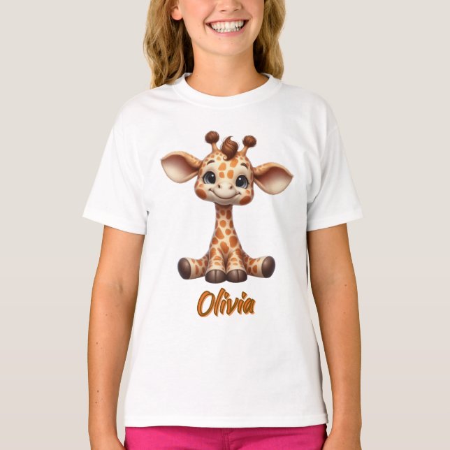 Lovely Baby Giraffe - Customizable Kids' T-Shirt (Front)
