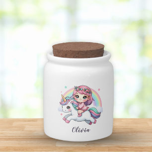 Lovely Baby Girl on Unicorn Candy Jar