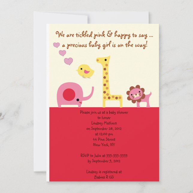 Lovely Baby Girl Shower Personalized Invitation (Front)