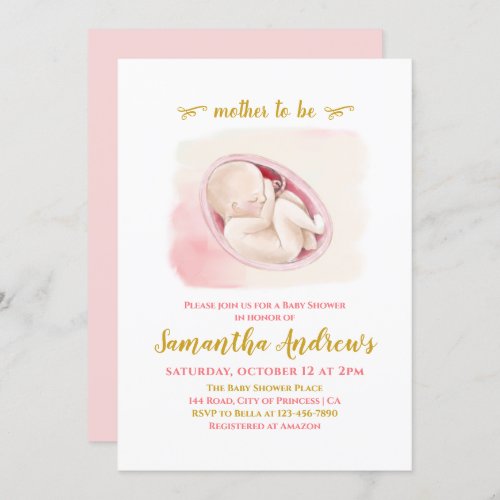 Lovely Baby in the Womb Drawing Baby Shower  Invit Invitation