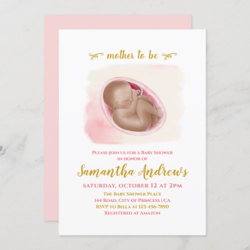 Lovely Baby in the Womb Drawing Baby Shower  Invitation