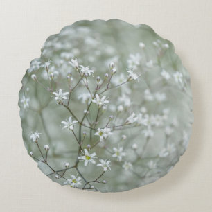 Lovely Baby's Breath Flower Nature Photography Round Pillow