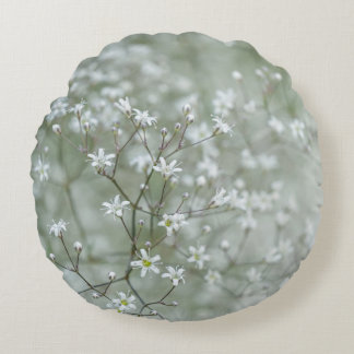 Lovely Baby's Breath Flower Nature Photography Round Pillow