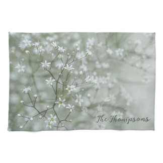 Lovely Baby's Breath Nature Flower Photo With Name Kitchen Towel