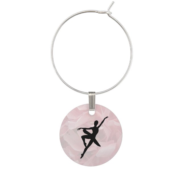 Lovely Ballerina Girly Pink Wine Charm (Front)