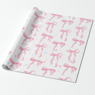 lovely balletcore pink watercolor bows wrapping paper