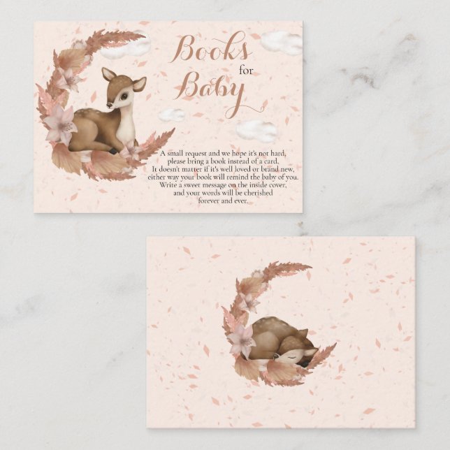 Lovely Bambi & Flowers moon clouds Books for Baby Enclosure Card (Front/Back)