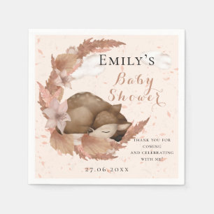 Lovely Bambi & Flowers Pastel Pink Baby Shower Nap Napkins