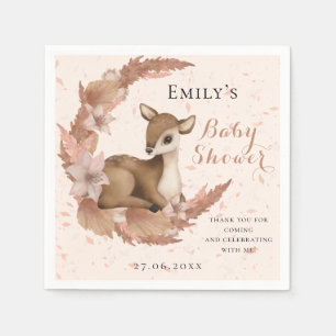Lovely Bambi & Flowers Pastel Pink Baby Shower Napkins