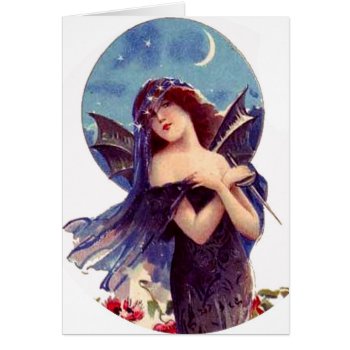 Lovely Bat Fairy Lady Vintage Art Nouveau Add Text by PrintTiques at Zazzle