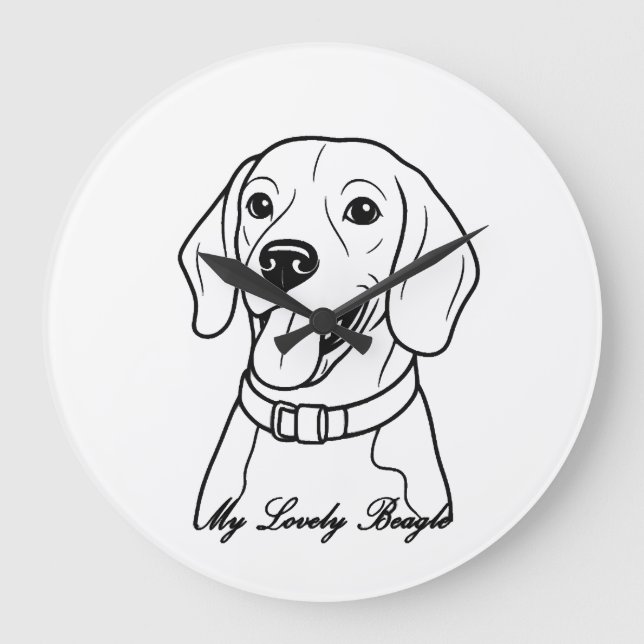 Lovely Beagle Large Clock (Front)