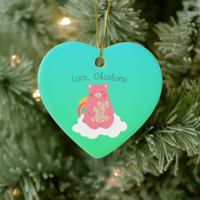 Lovely Bear Family  Ceramic Ornament (Tree)