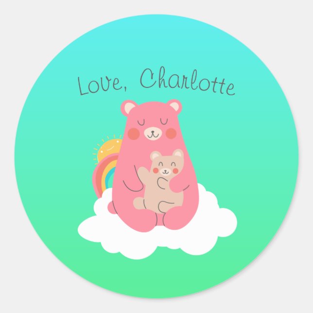 Lovely Bear Family  Classic Round Sticker (Front)
