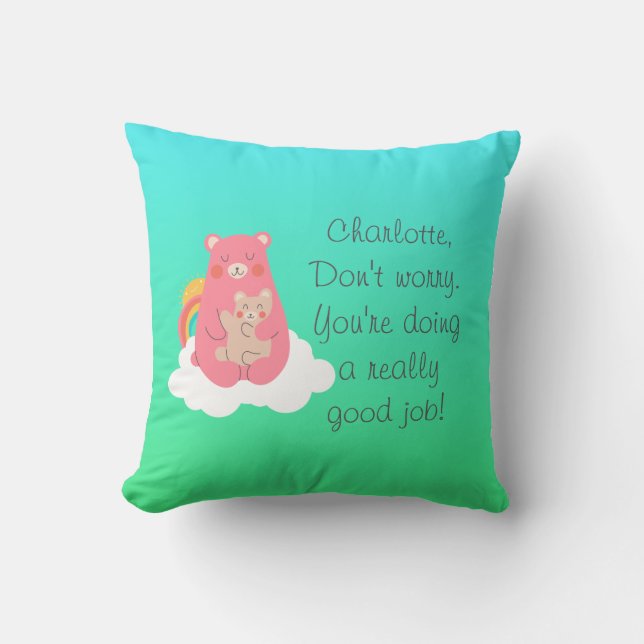 Lovely Bear Family Throw Pillow (Front)