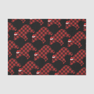 Lovely Bear Silhouette Christmas Holiday Pattern Tissue Paper